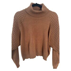 BB Dakota Steve Madden Brown Textured Sleeve Turtleneck Sweater Women's Large